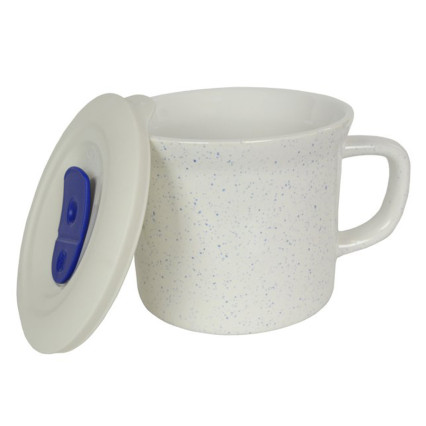 CorningWare 20oz Meal Mug- White W/blue Speckles