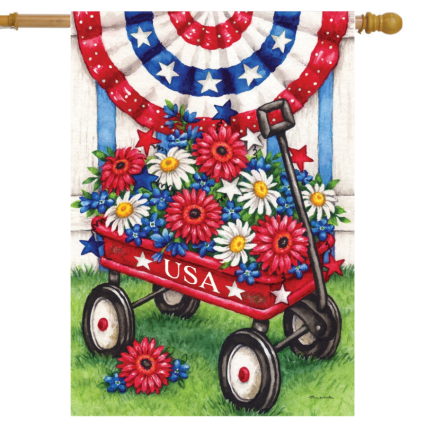 Patriotic Wagon House Flag
