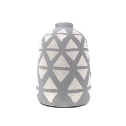 Large Grey Vase with White Triangles