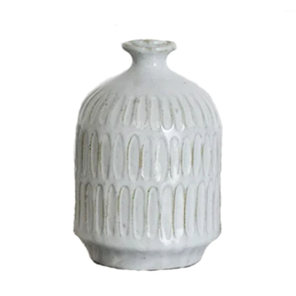 5" Oval Lined Vase - Off White