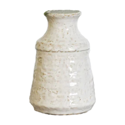 6" Natural Artisan Vase - Distressed White