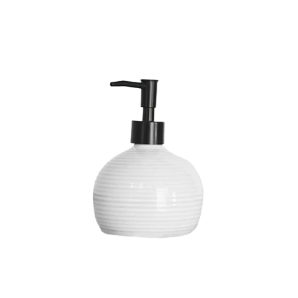 White Ceramic Stripe Soap Pump