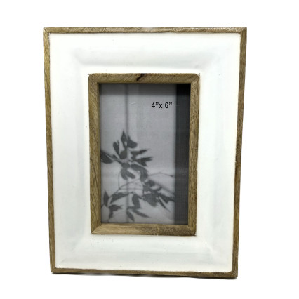4"x6" White Enamel & Wood Photo Frame