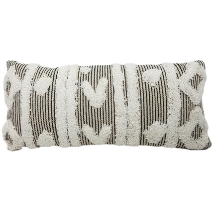 12"x27" Tan & Black Stripped Pillow W/Cream Accents