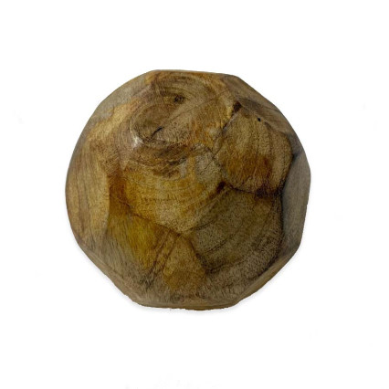4" Carved Wood Ball - Natural