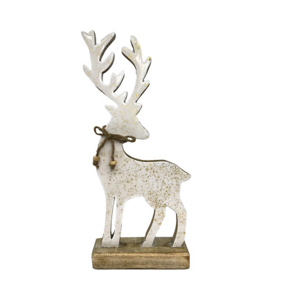 14" Gold Flaked Wooden Deer