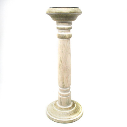 Wooden Candle Holder - 14.5" Weathered