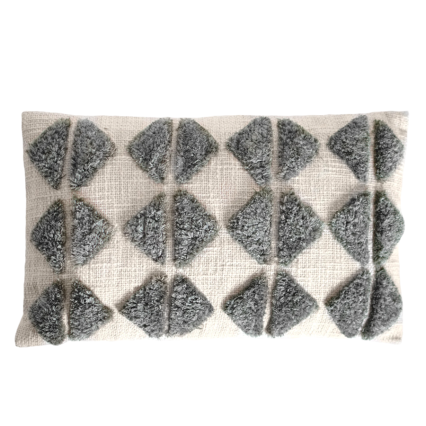 20" x 12" Gray Diamond Pattern Indoor Pillow