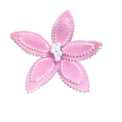 22" Pink Poinsettia Stem w/White Pom Poms
