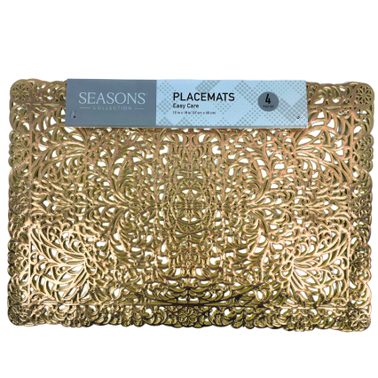 Set of 4 - Golden Festive Placemats