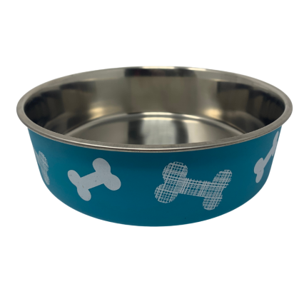 Non-Slip Stainless Steel Dog Bowl - Blue