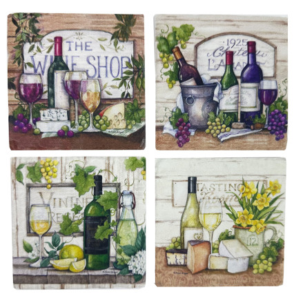 Wine Shop-4pc Square Coaster Set