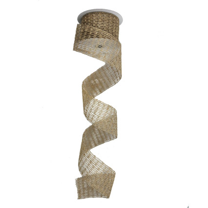 2.5" x 10yd Natural Jute Expandable Netting Ribbon - Natural