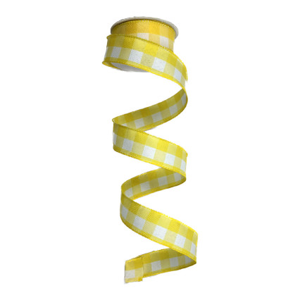 1.5" x 10yd Yellow & White Plaid Ribbon