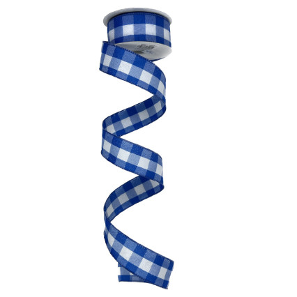 1.5" x 10yd Blue & White Plaid Ribbon