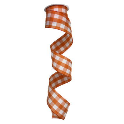2.5" x 10yd Orange & White Plaid Ribbon