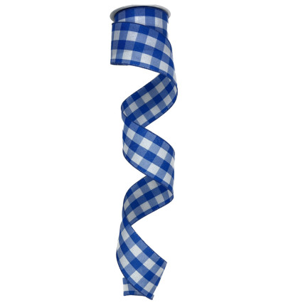 2.5" x 10yd Blue & White Plaid Ribbon