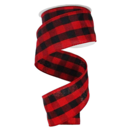 2.5" x 10yd Red & Black Buffalo Plaid Ribbon