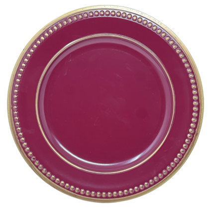 13" Burgundy Charger with Gold Trim
