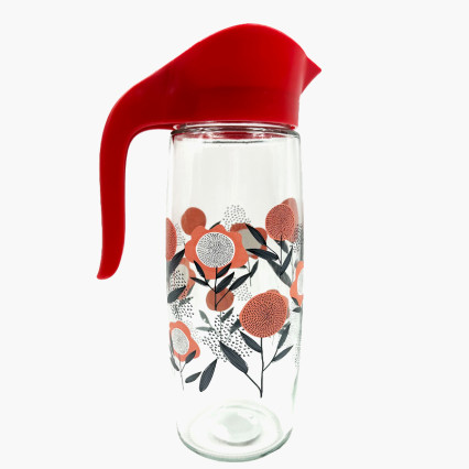54 oz Amfora Oval Patterned Glass Pitcher-Red