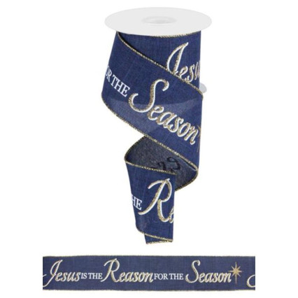2.5"x10yd Jesus Is The Reason on Navy Ribbon