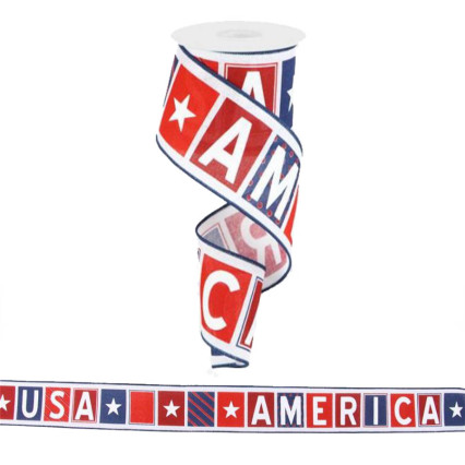 2.5" x 10yd America/USA Block Ribbon