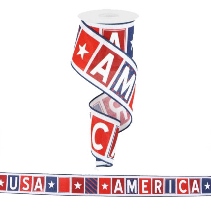 2.5" x 10yd America/USA Block Ribbon