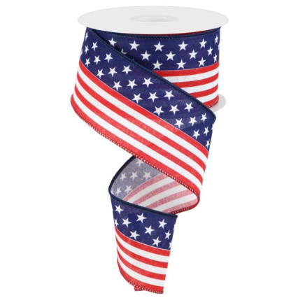 2.5" x 10yd Horizontal Stars & Stripes Ribbon
