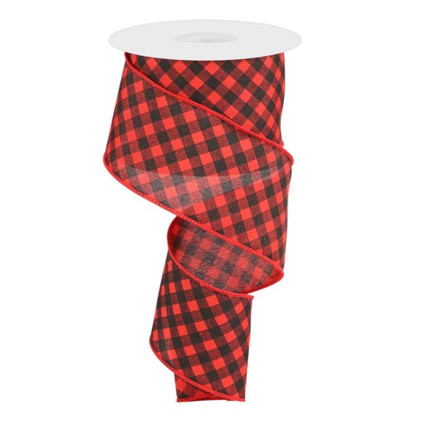 2.5" x 10yd Red & Black Gingham Ribbon