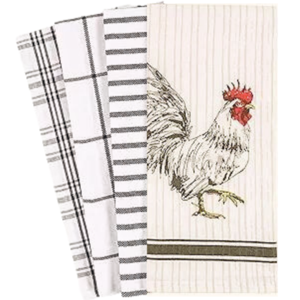 4 Pack Rooster Kitchen Towels