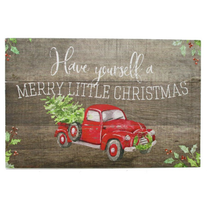 Red Vintage Truck Merry Christmas Wooden Sign Featured Items