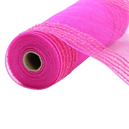 10.5" x 10yd Drift Border Stripe Deco Mesh - Hot Pink