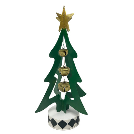 17.5" Metal Tree w/Gold Star & Hanging Gold Bells in Center
