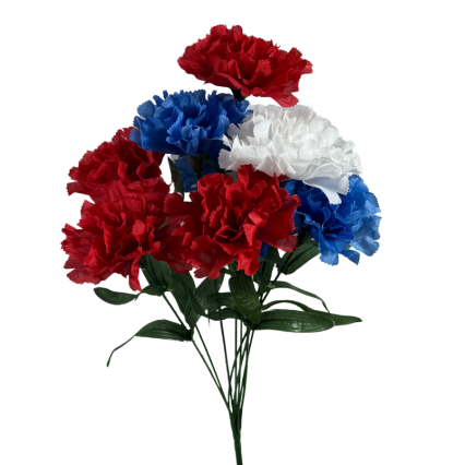 19" Carnation Bush- Red, White & Blue