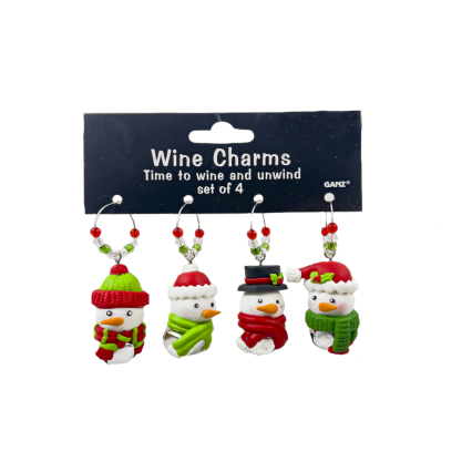 Set of 4 Wine Charms- Snowmen