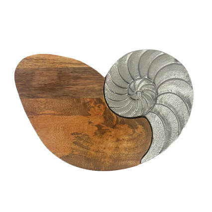 Wood Metal Shell Serving Board