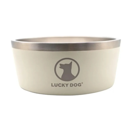 Lucky Dog Extra-Large Stainless-Steel Dog Bowl - Sand