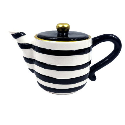 31 oz Almeria Ceramic Striped Tea Pot