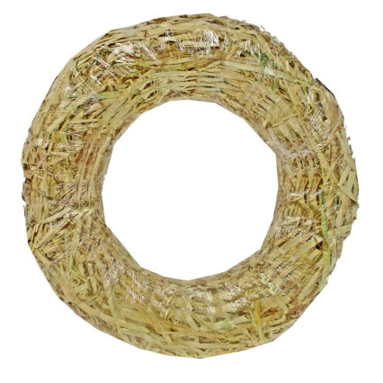 Straw Wreath Clear Wrapped - 12"