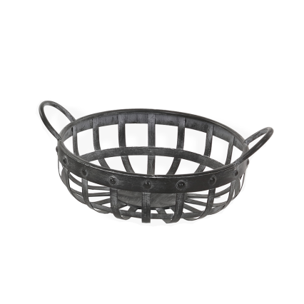 Metal Black Rivet Weave Basket - Medium