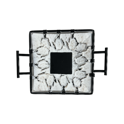 11" Textured Black & White Tray