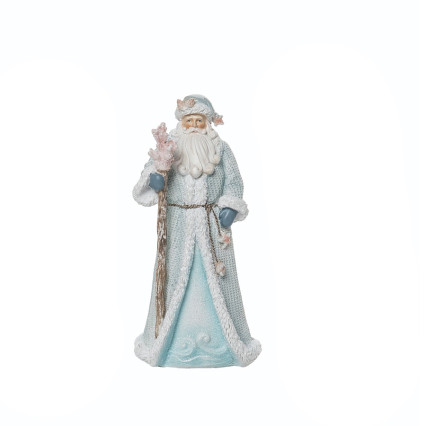 7.5"H Small Resin Coastal Blue Santa Decor - Coral Triton
