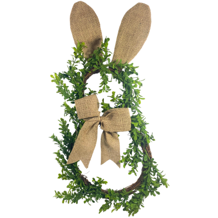 24" Greenery Bunny w/ Burlap Bow & Ears Wreath