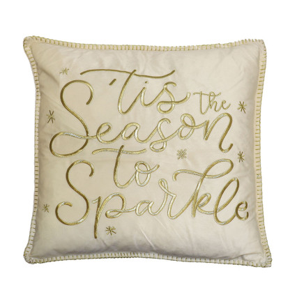 20" Thro Egret Gold Trixie Tis The Season To Sparkle Pillow
