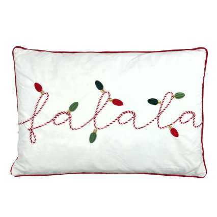 22"L Falala Yarn Applique Velvet Pillow