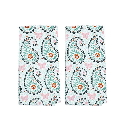 Cotton Twill Paisley Kitchen Towels - Set of 2