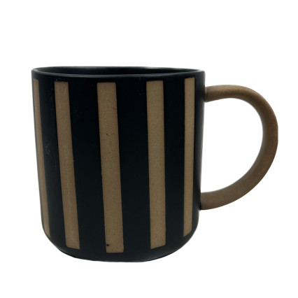 17.8 oz Shadow Mug - Brown & Black Thick Vertical Stripes