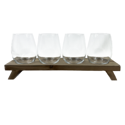 4pc Mason Craft & More Wine Glass Set with Wood Tray