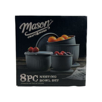 Mason Craft & More Deep Nesting Bowls w/Lids - Grey - Set of 4