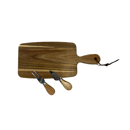 3pc Acacia wood Cheese Board with Knife Set